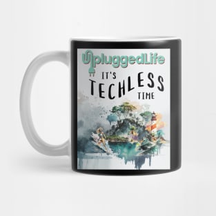 Unplugged Life Techless Time Tropical Island Watercolor Tee Mug